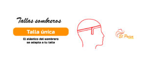 Gráfico de tallas de sombreros de El Paisa Cardona, mostrando que los sombreros son de talla única, con elástico ajustable para adaptarse a diferentes tamaños de cabeza.